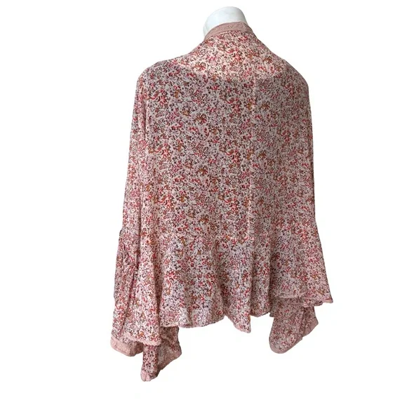 Free People Lola Printed Open Front Kimono (front tie string removed), Sz M - Picture 6 of 15